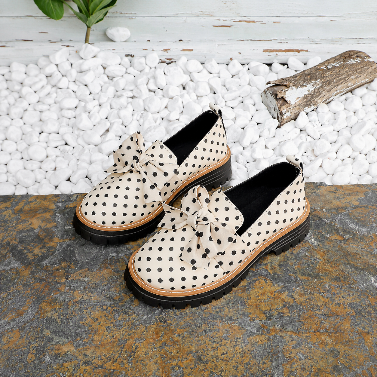 Bow Detail Loafers with Thick Sole for Casual All Season Wear for Women