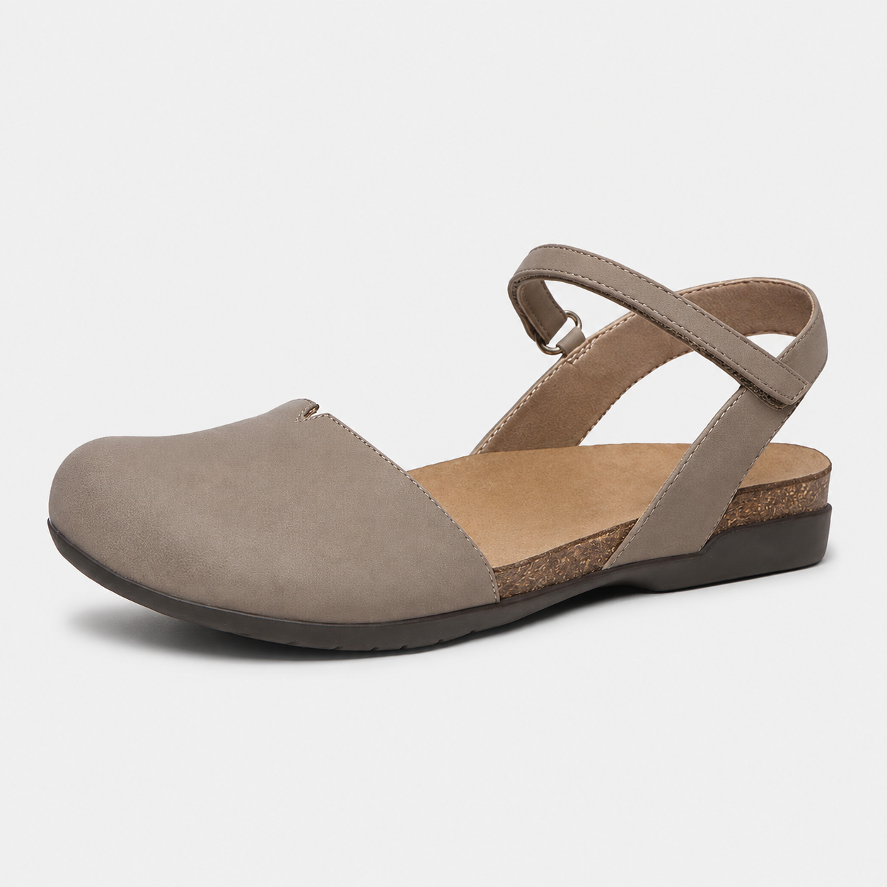 Closed Flat Sandals with Cork Footbed for Women