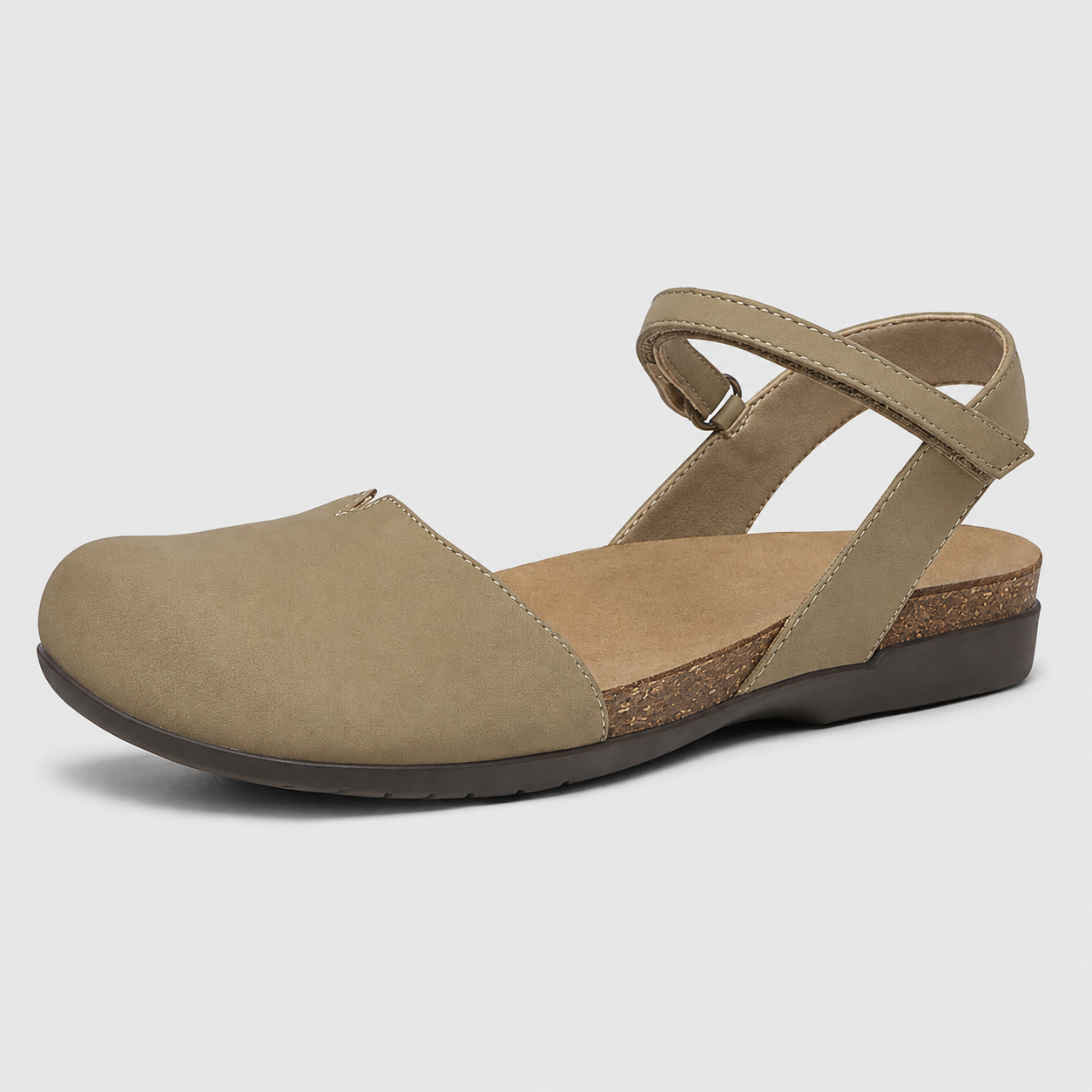Closed Flat Sandals with Cork Footbed for Women