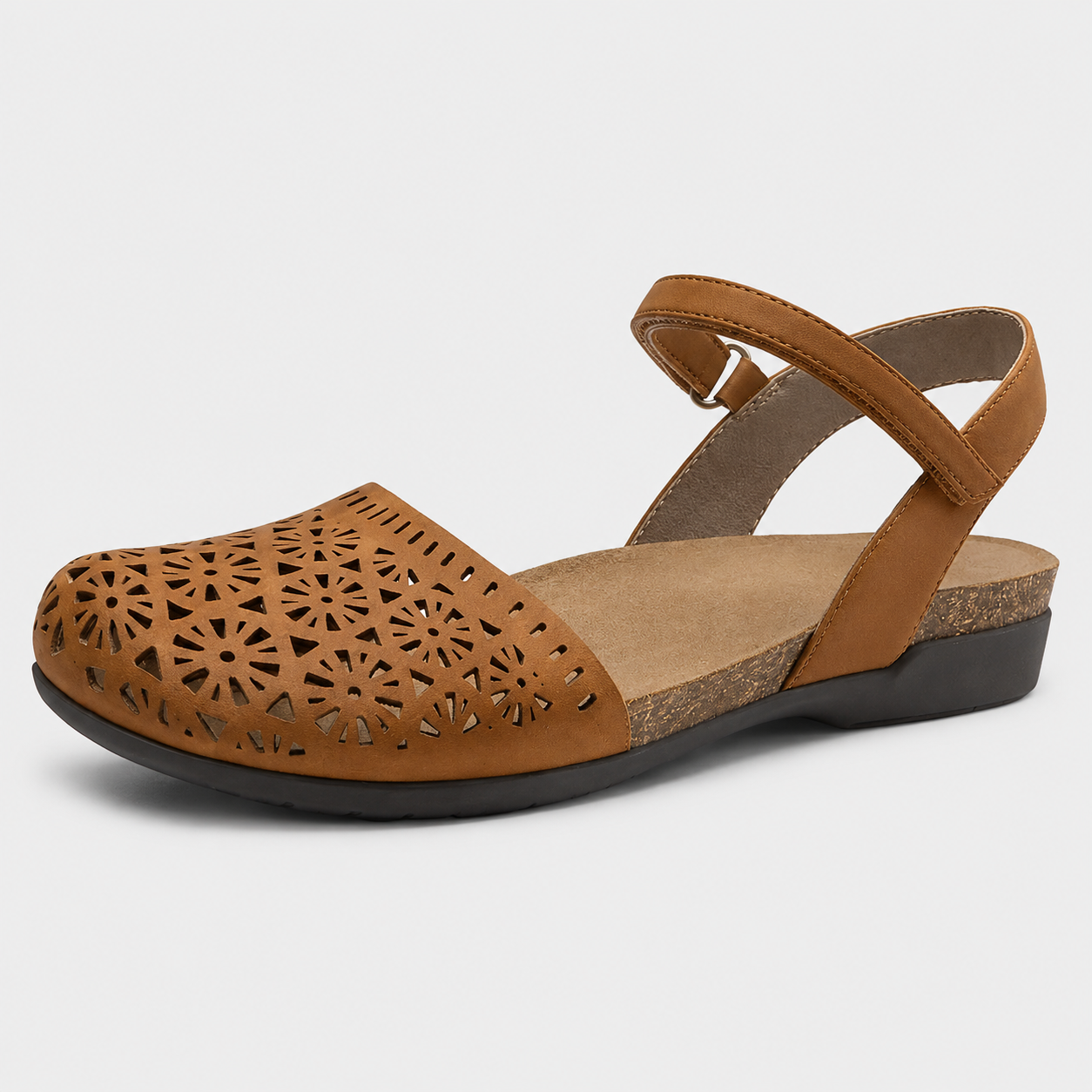 Closed Flat Sandals with Cork Footbed for Women