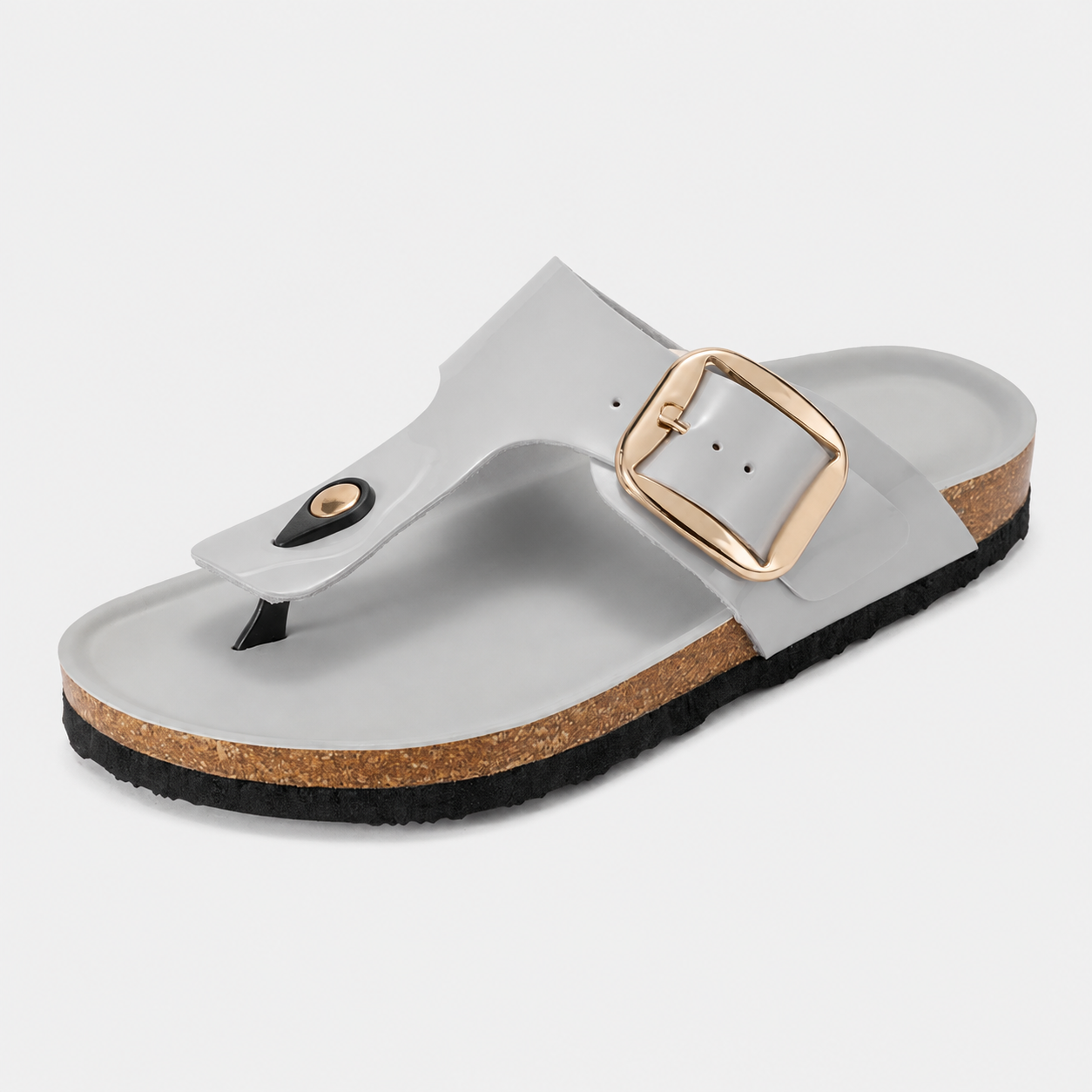 Casual Buckle Slide Sandals with Cushioned Insole and Non Slip Sole for Women