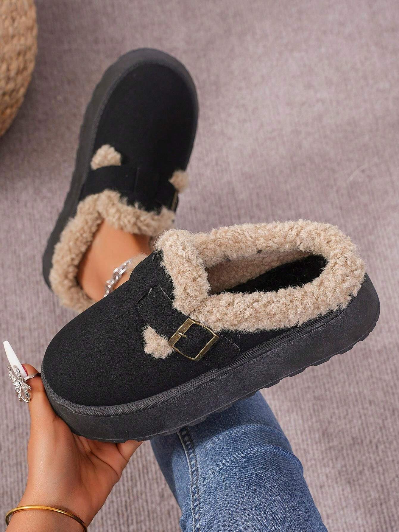 Cozy Winter Plush Lined Platform House Slippers-My Beach Shoes
