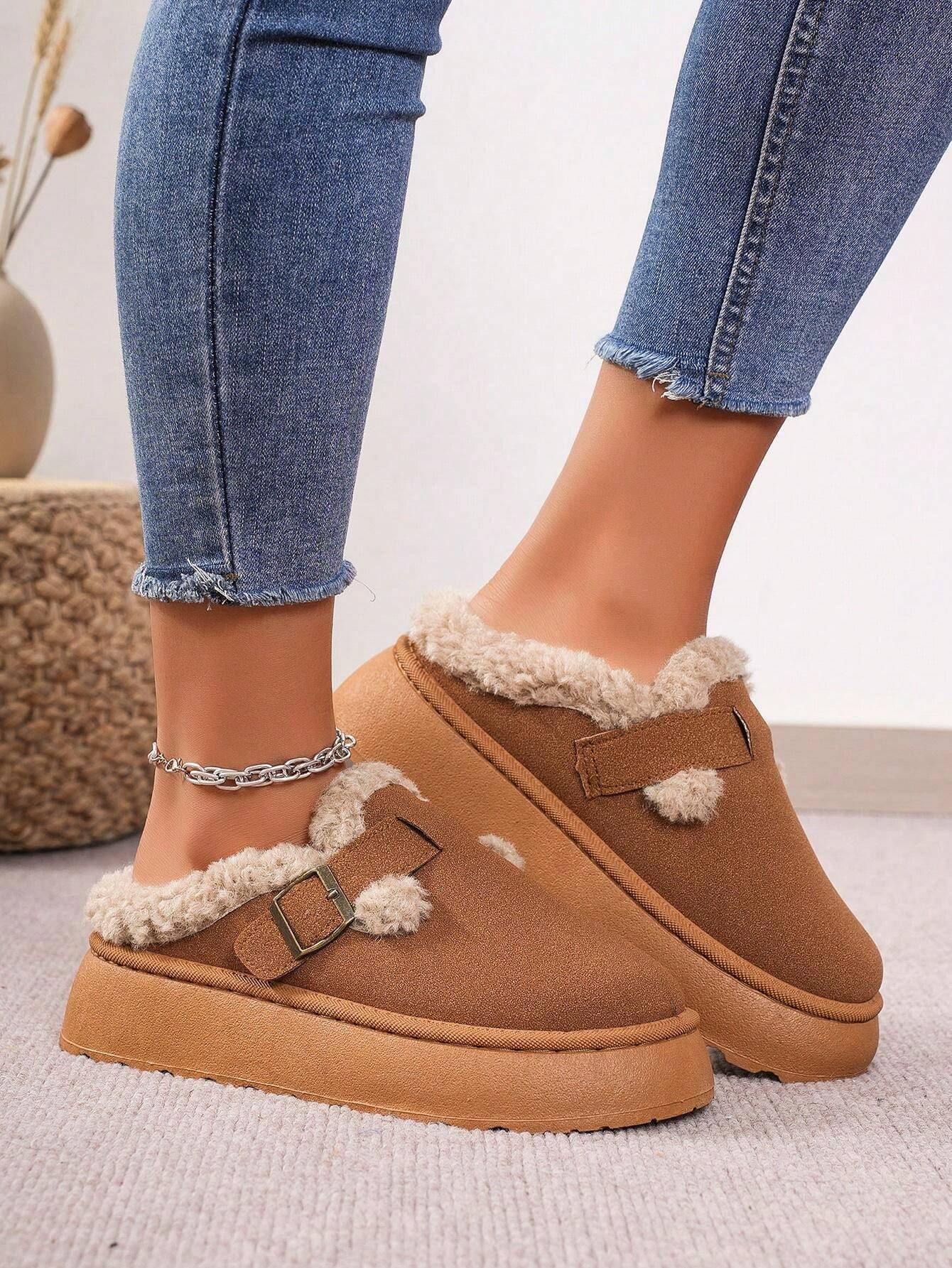 Cozy Winter Plush Lined Platform House Slippers - My Beach Shoes