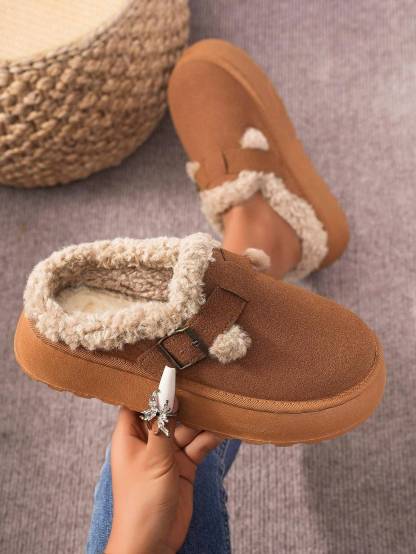 Cozy Winter Plush Lined Platform House Slippers - My Beach Shoes