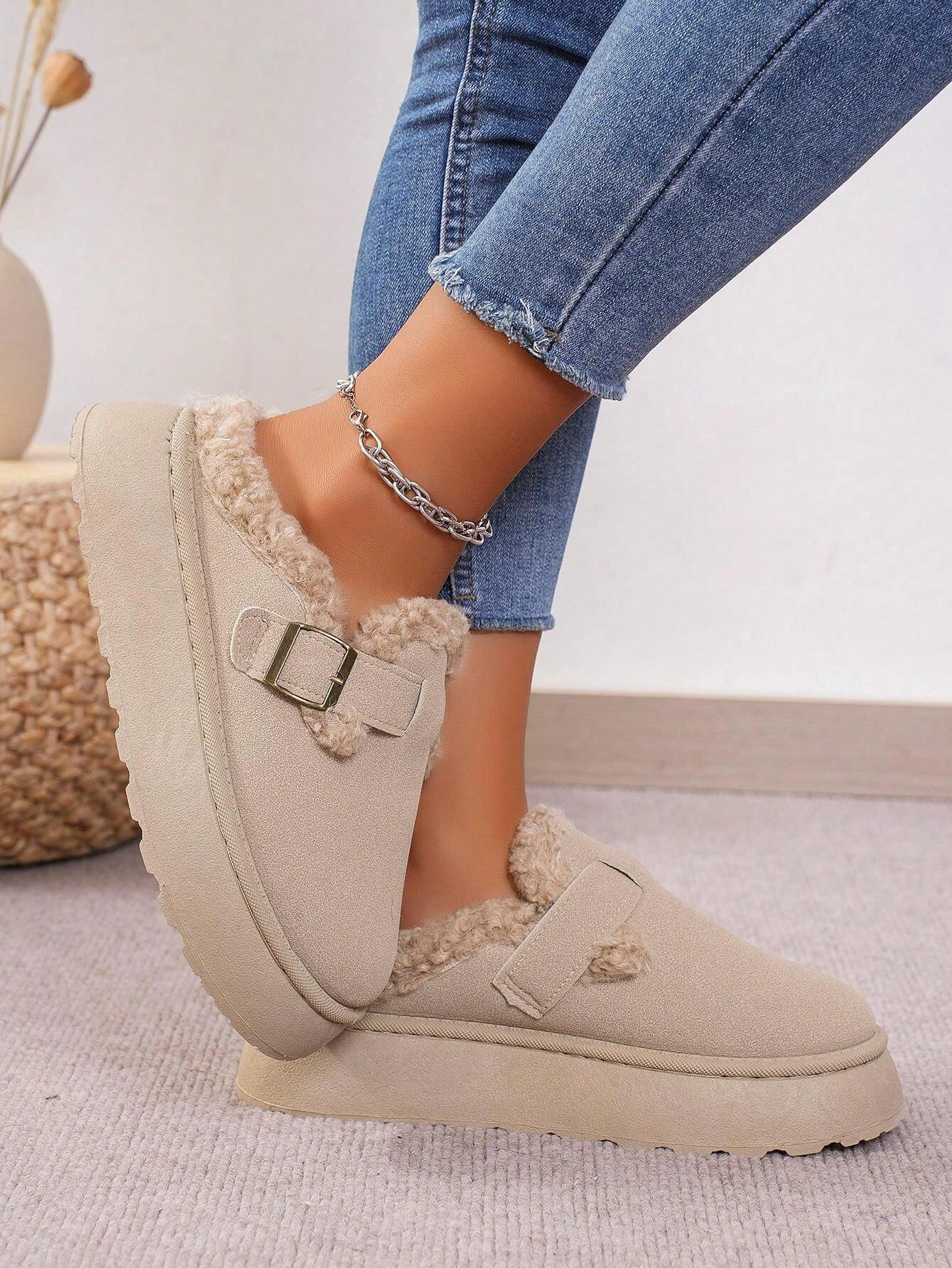 Cozy Winter Plush Lined Platform House Slippers-My Beach Shoes