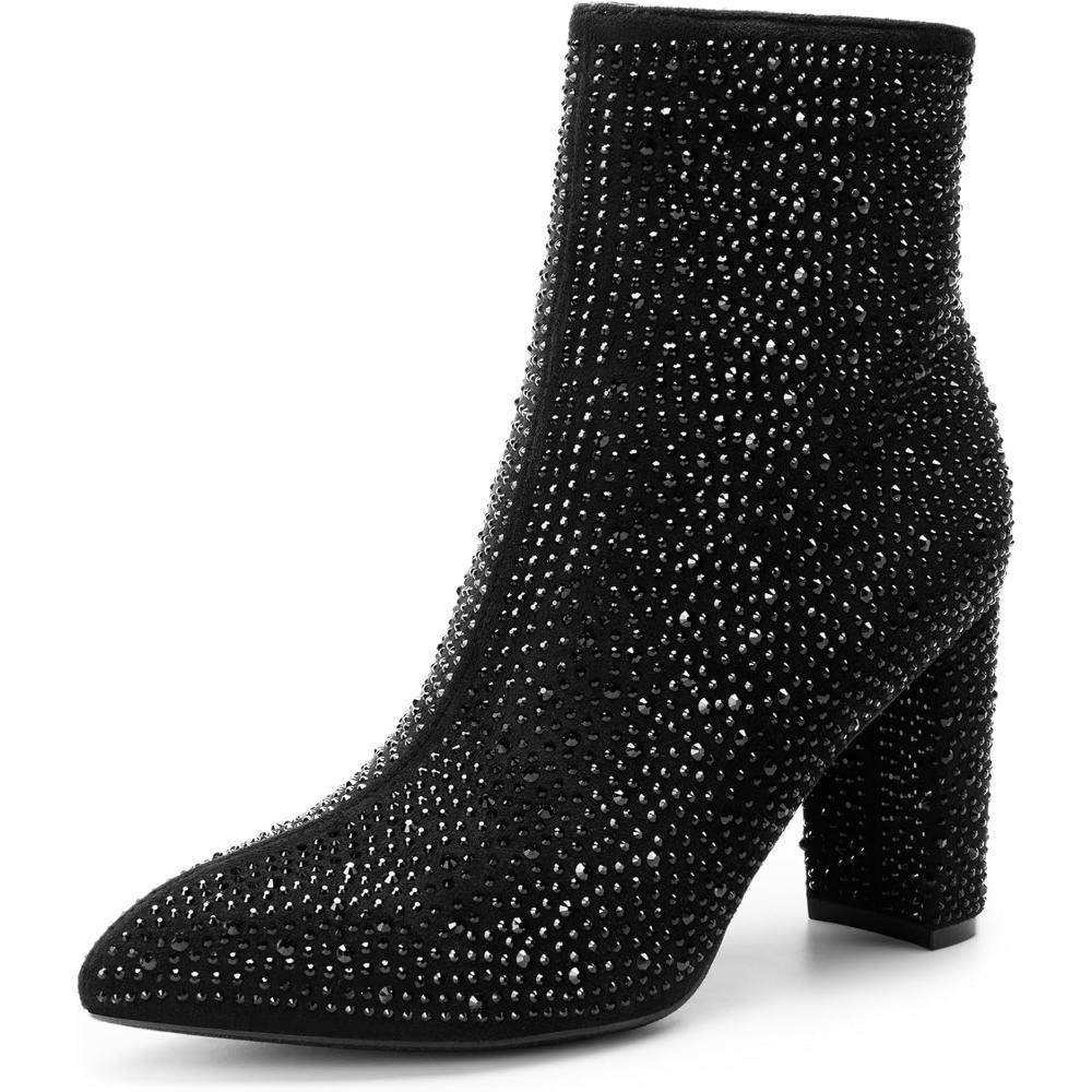 Rhinestone Studded Chunky Boots - My Beach Shoes