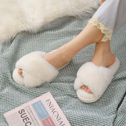 Cozy Cross Band Memory Foam Slippers - My Beach Shoes
