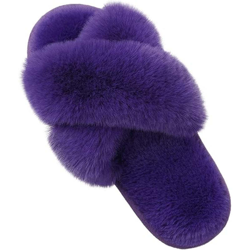 Cozy Cross Band Memory Foam Slippers-My Beach Shoes