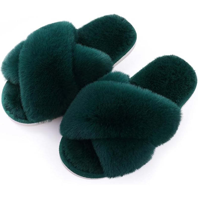Cozy Cross Band Memory Foam Slippers - My Beach Shoes