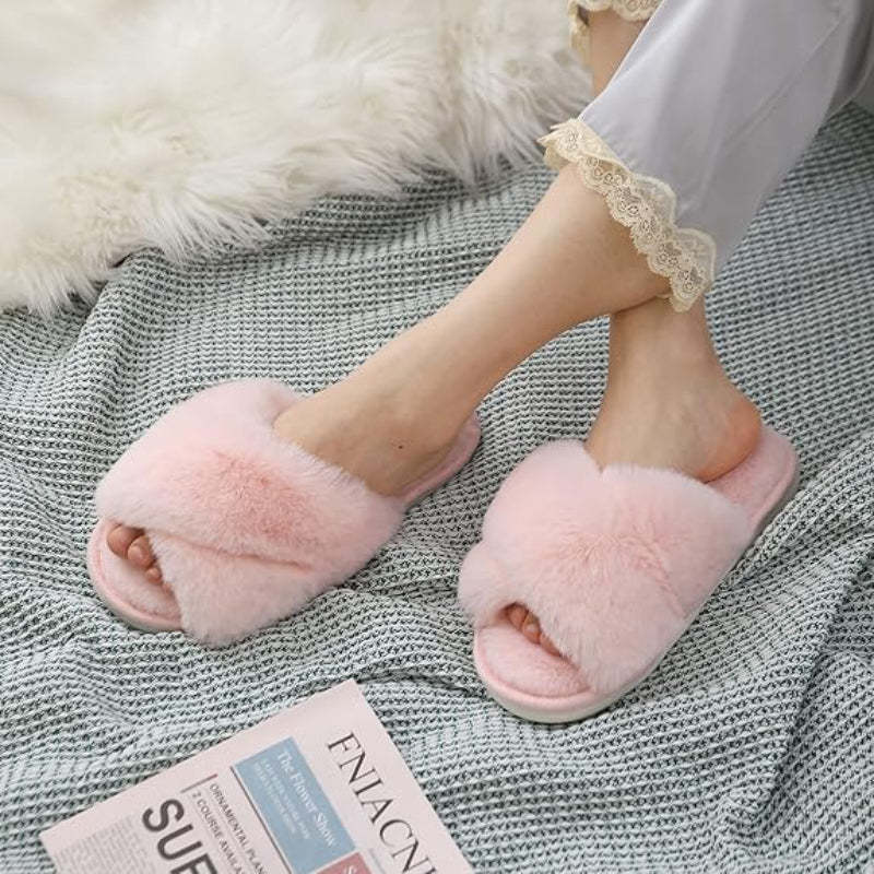 Fuzzy Foam Slippers With EVA Sole - My Beach Shoes