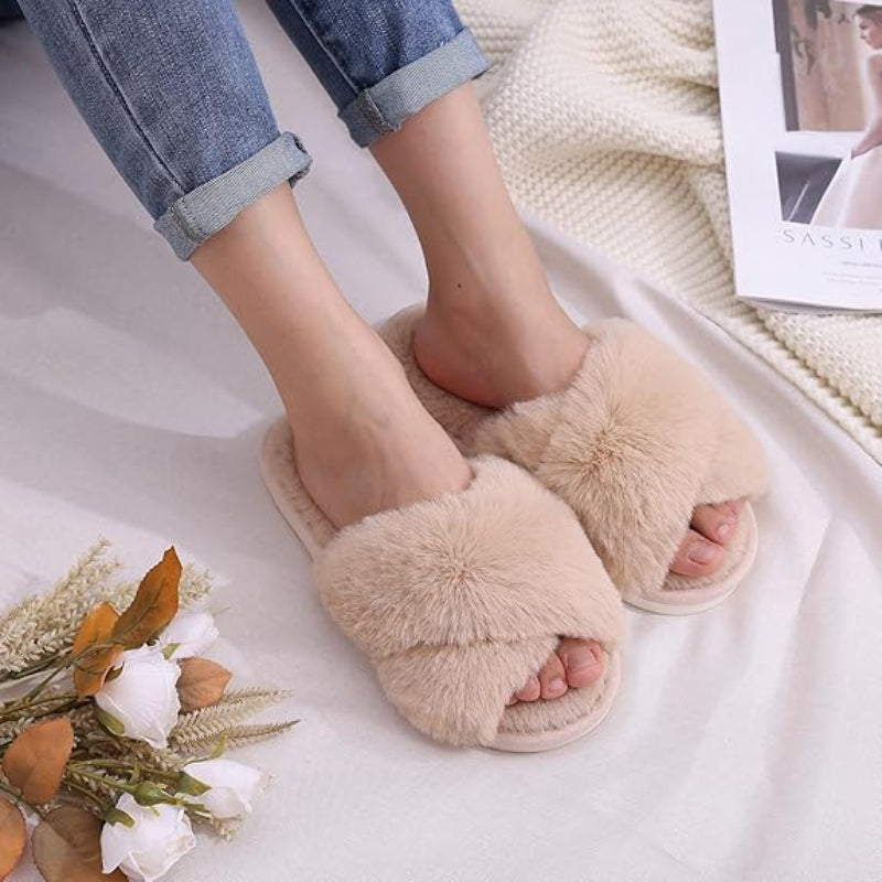 Fuzzy Foam Slippers With EVA Sole - My Beach Shoes