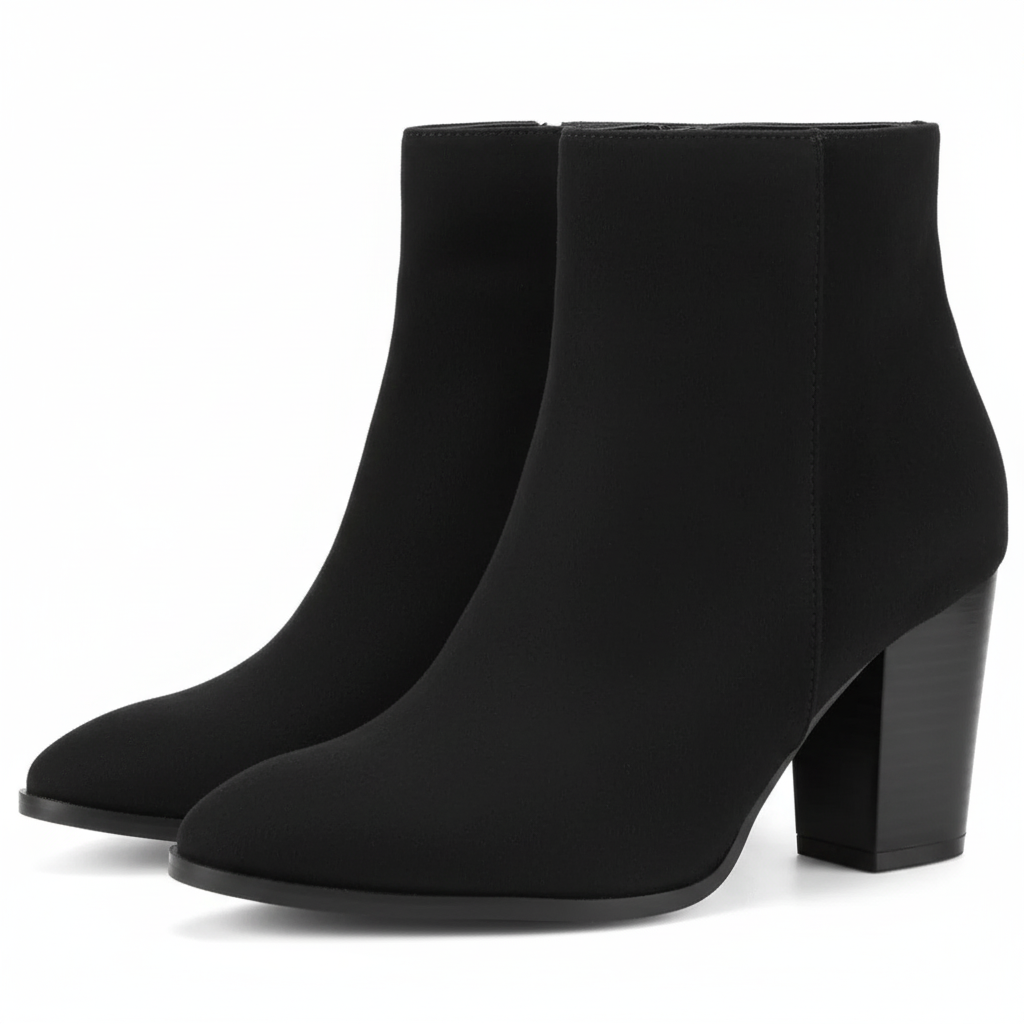 High Block Boots With Side Zipper