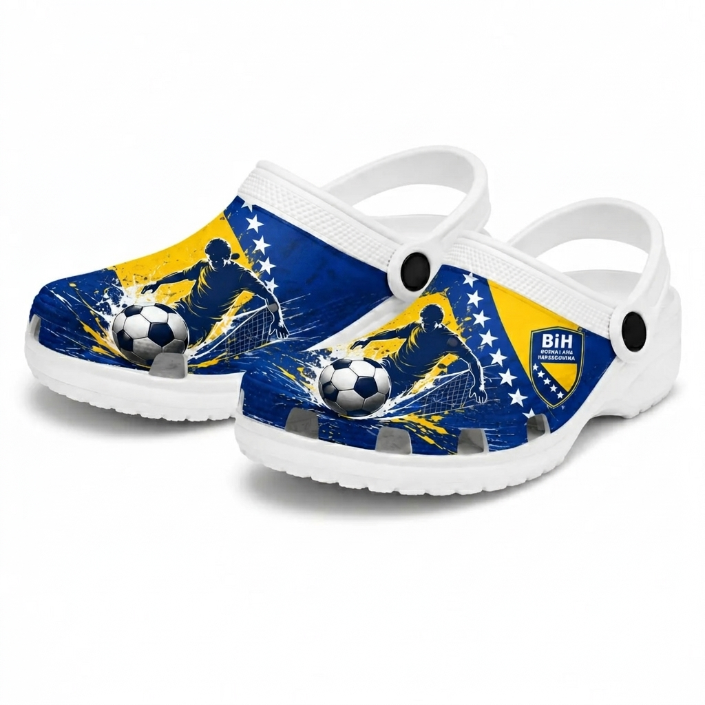 World Cup 2026 Bosnia And Herzegovina Football Fan Printed Clogs