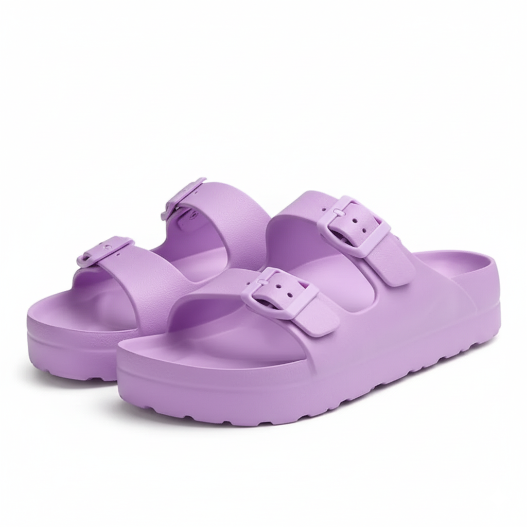 Women Lightweight Foam Slides Sandals With Adjustable Buckle