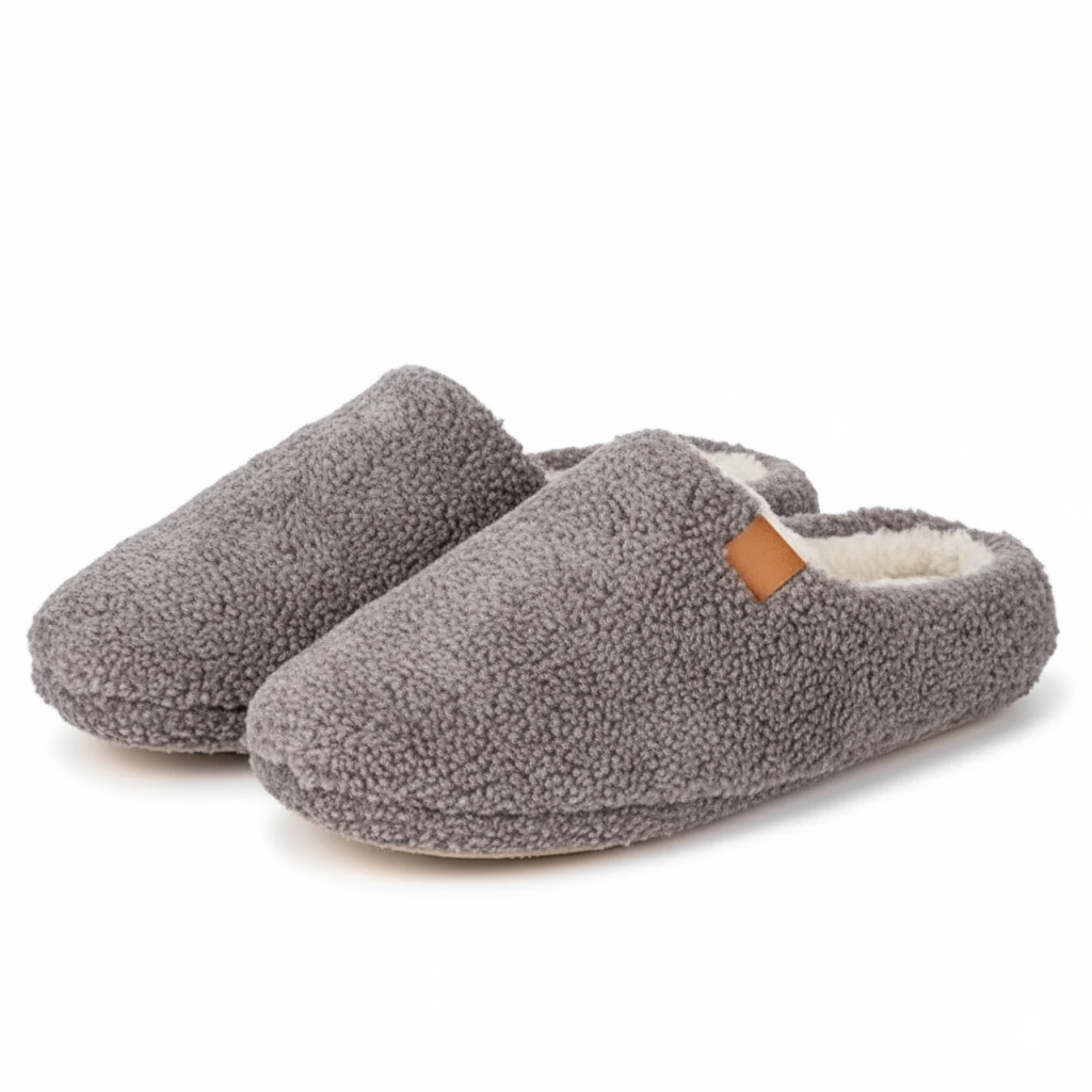 Cozy Faux Wool House Slippers With Non Slip Textured Outsole