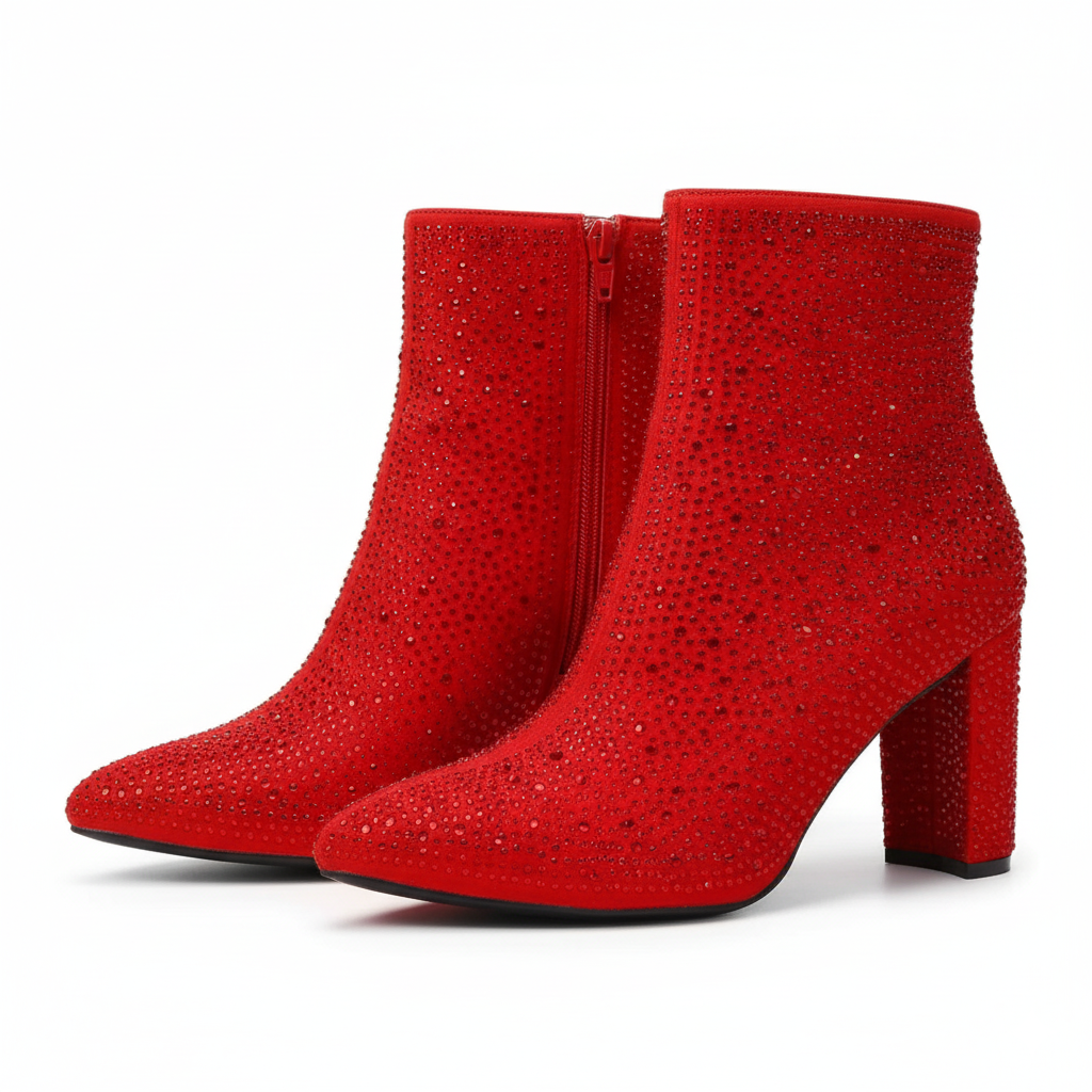 Rhinestone Studded Chunky Boots