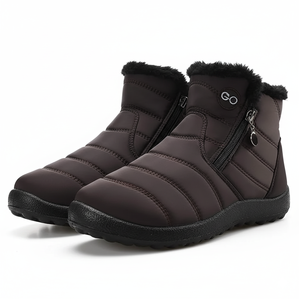 Womens Winter Snow Boots Fur Lined Warm Ankle Boots Zipper Waterproof Outdoor Booties Comfortable Shoes for Women