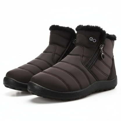 Womens Winter Snow Boots Fur Lined Warm Ankle Boots Zipper Waterproof Outdoor Booties Comfortable Shoes for Women