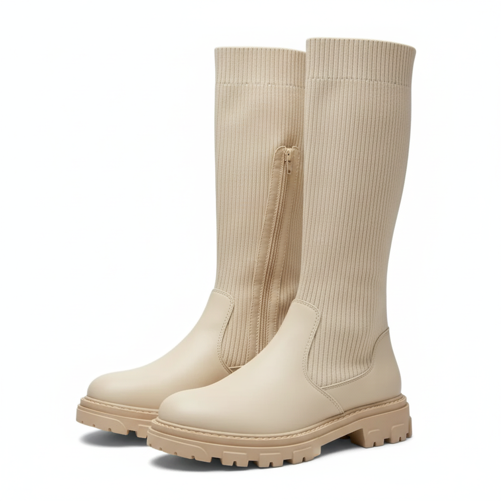 Womens Thigh High Stretch Knit Boots