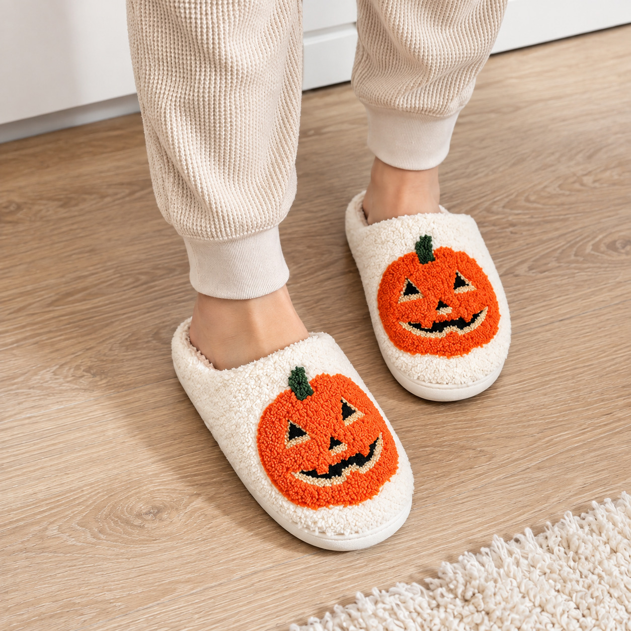 Halloween Themed Non Slip Warm Fuzzy Fleece Slippers