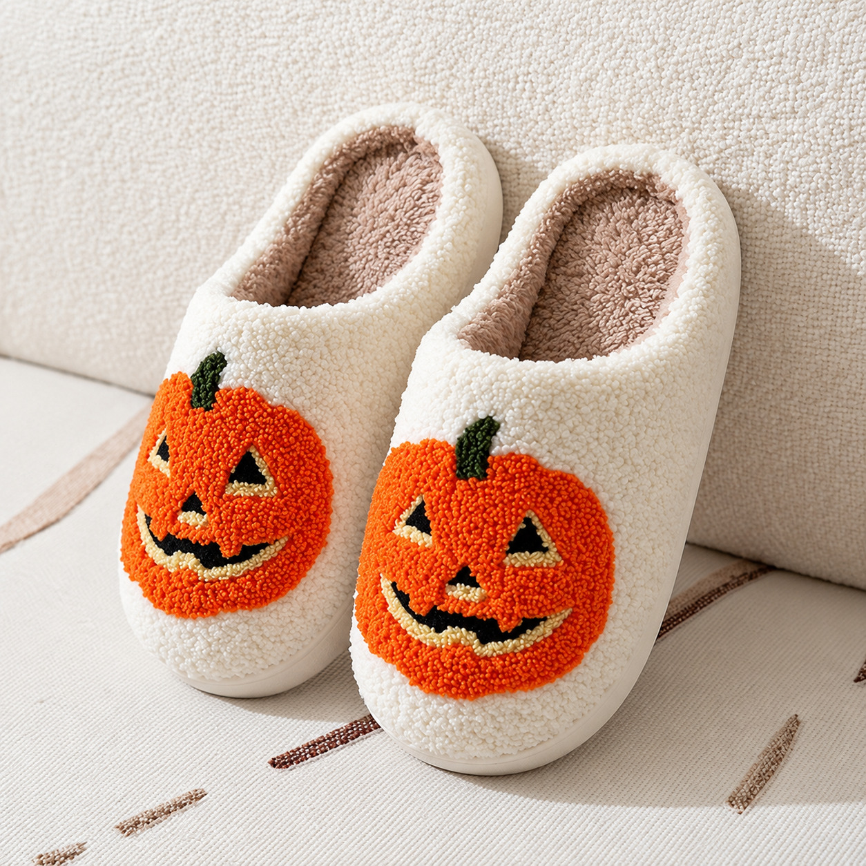 Halloween Themed Non Slip Warm Fuzzy Fleece Slippers
