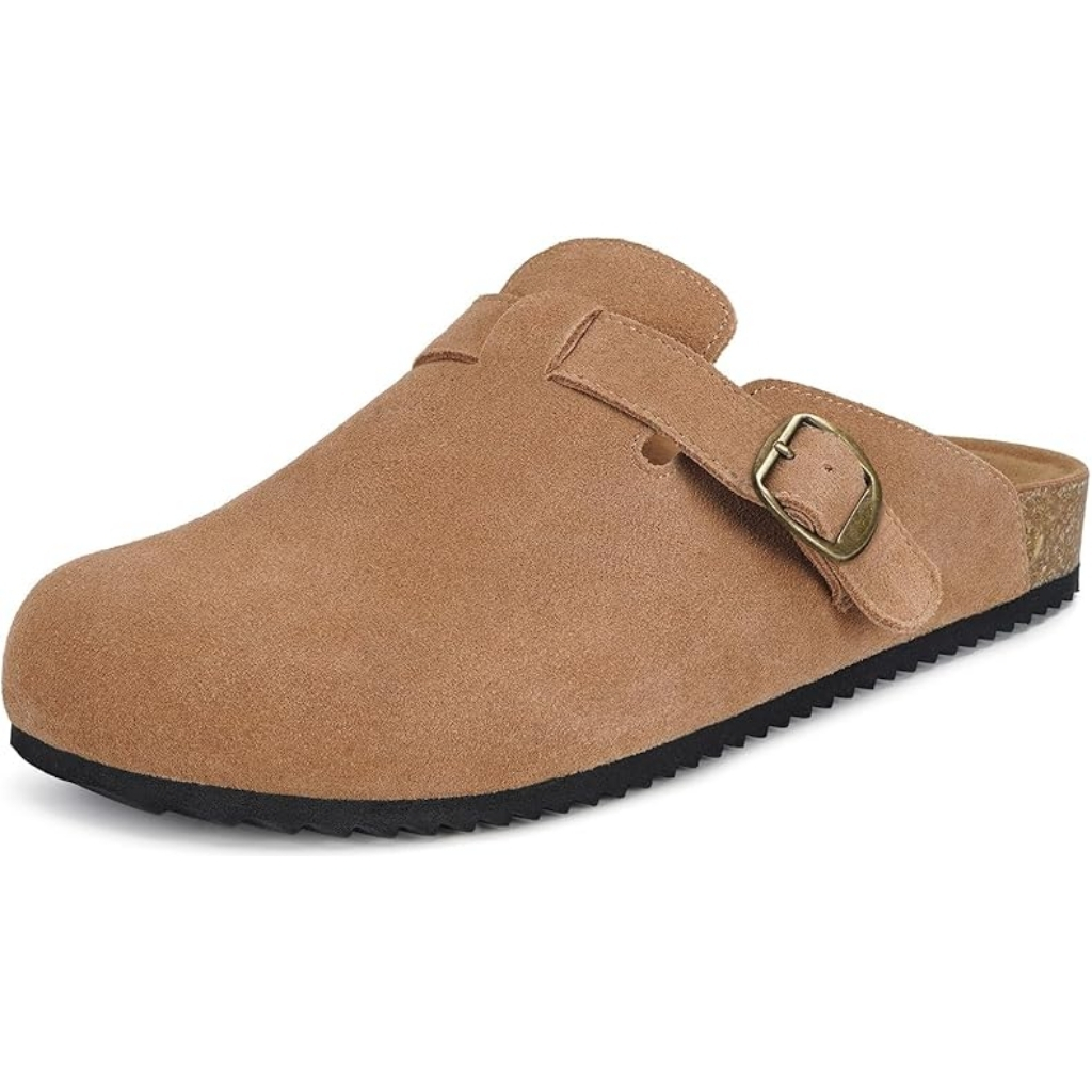 Leather Mules Cork Footbed Sandals With Arch SupportUnisex Suede Clogs Leather Mules With Cork Footbed - Image 7