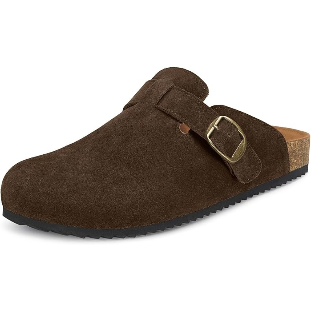 Leather Mules Cork Footbed Sandals With Arch SupportUnisex Suede Clogs Leather Mules With Cork Footbed - Image 5