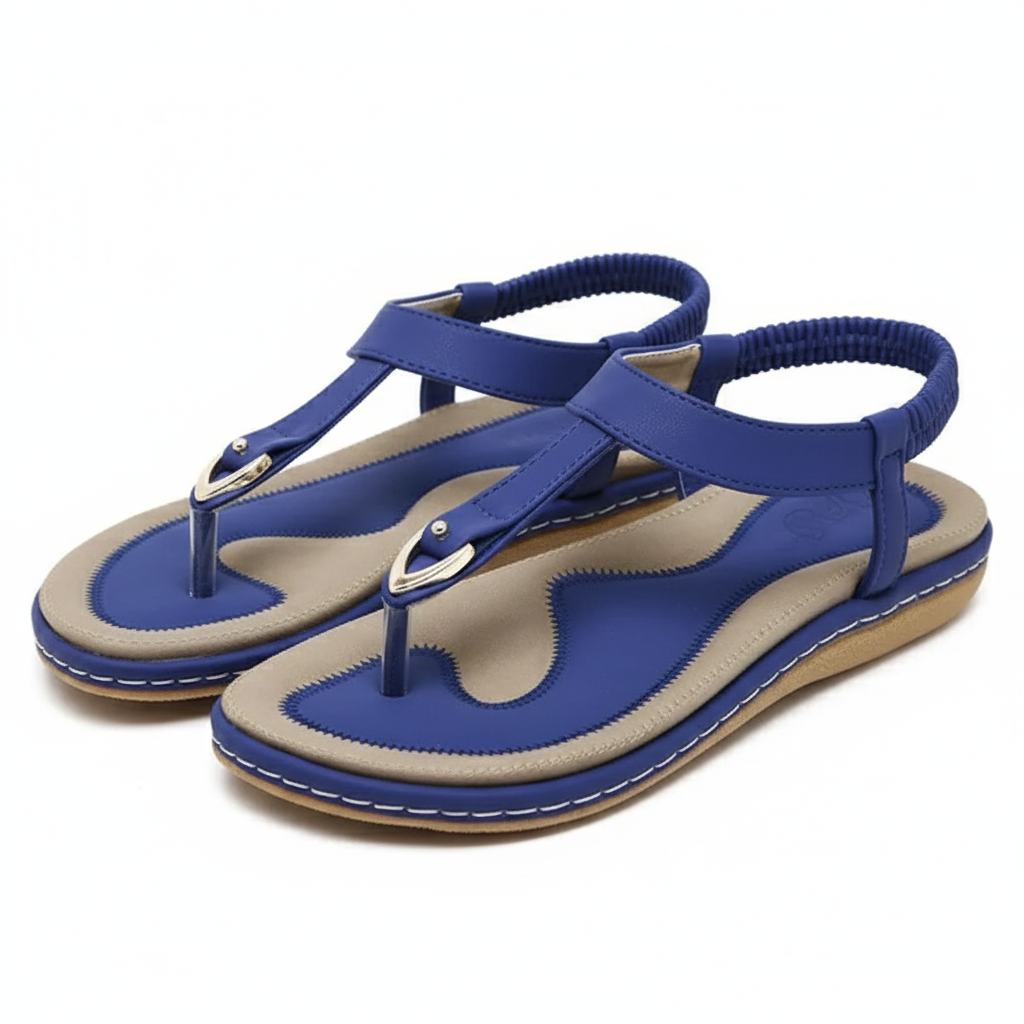 Comfy Slip-On Sandals with Toe Clasp and Elastic Ankle Support