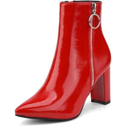 Pointed Pattern Side Zipper Boots-My Beach Shoes