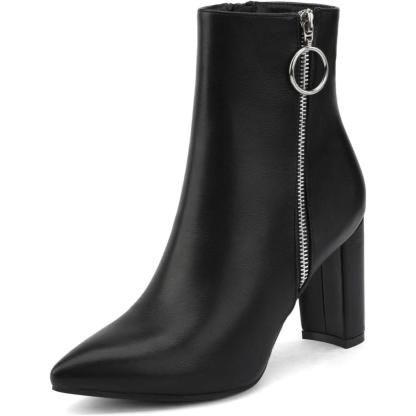 Pointed Pattern Side Zipper Boots-My Beach Shoes