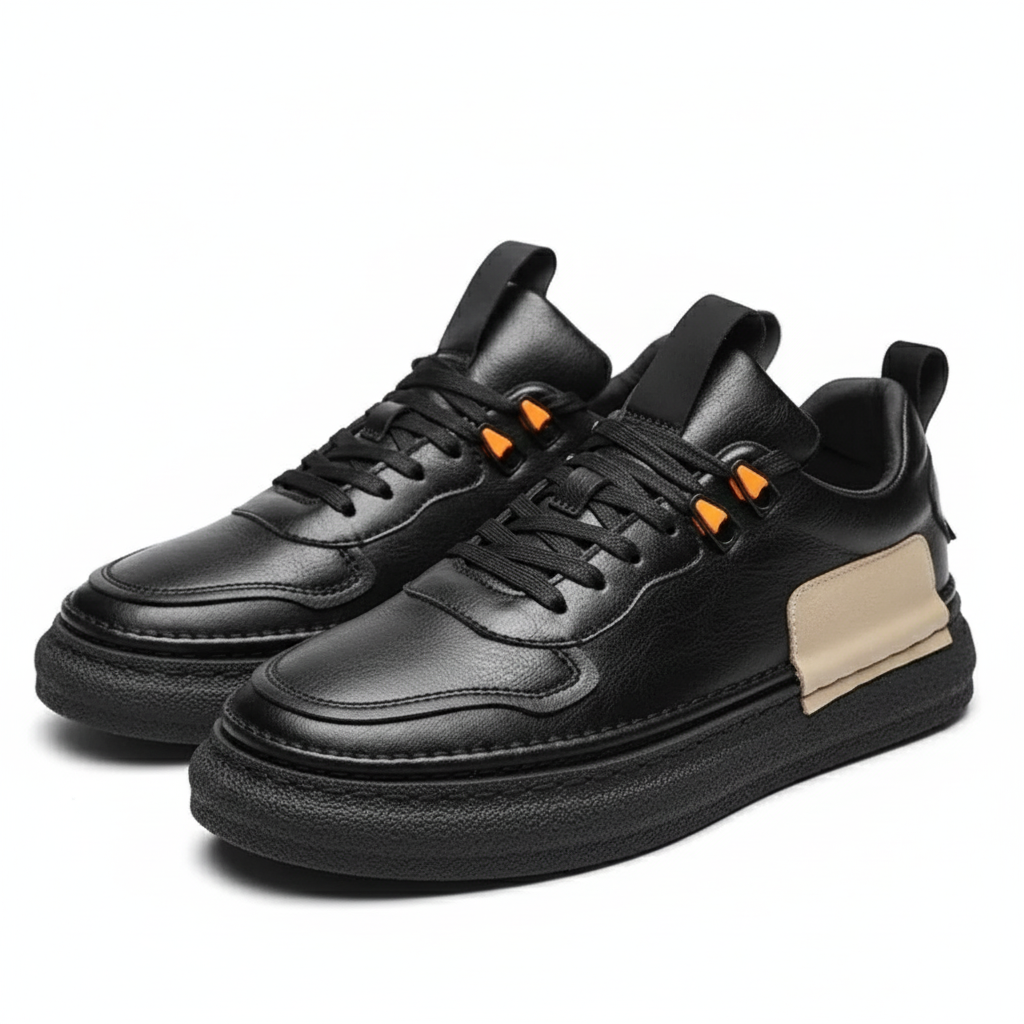 Urban Elite Black Leather Sneakers