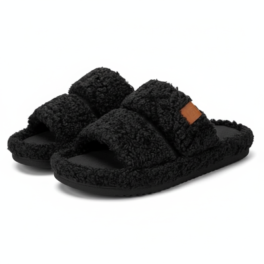 Women Memory Foam Fuzzy Open Toe House Slippers