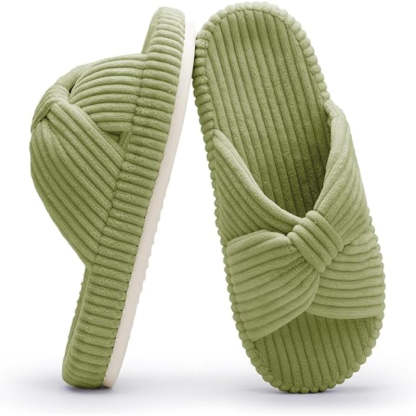 Comfy Corduroy Bow Slippers - My Beach Shoes
