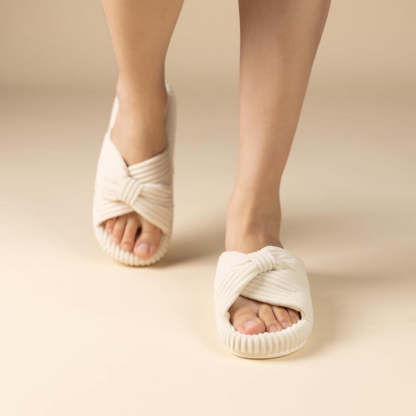 Comfy Corduroy Bow Slippers - My Beach Shoes