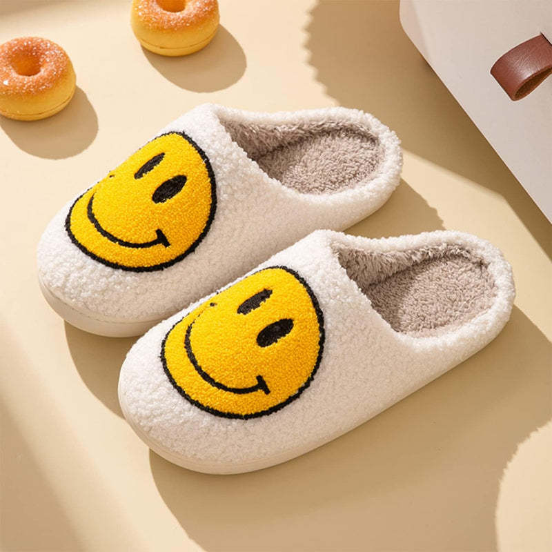 Cozy Smile Plush Slip On Slippers-My Beach Shoes