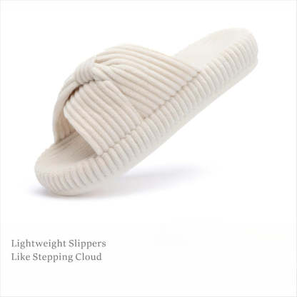 Comfy Corduroy Bow Slippers - My Beach Shoes