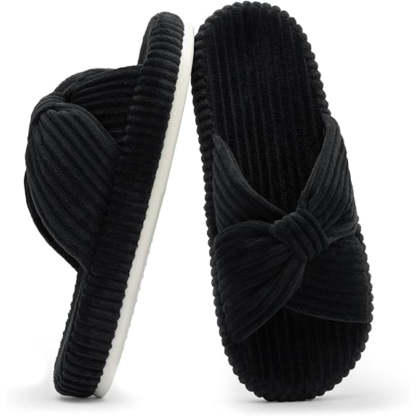 Comfy Corduroy Bow Slippers - My Beach Shoes