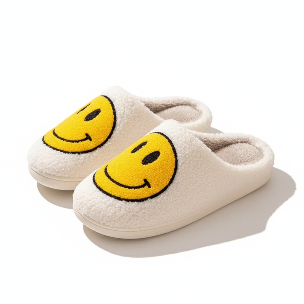 Cozy Smile Plush Slip On Slippers
