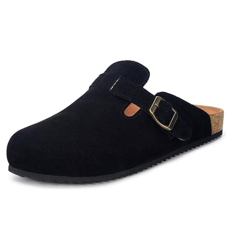 Suede Mules Footbed Clogs With Cushioned Insole-My Beach Shoes