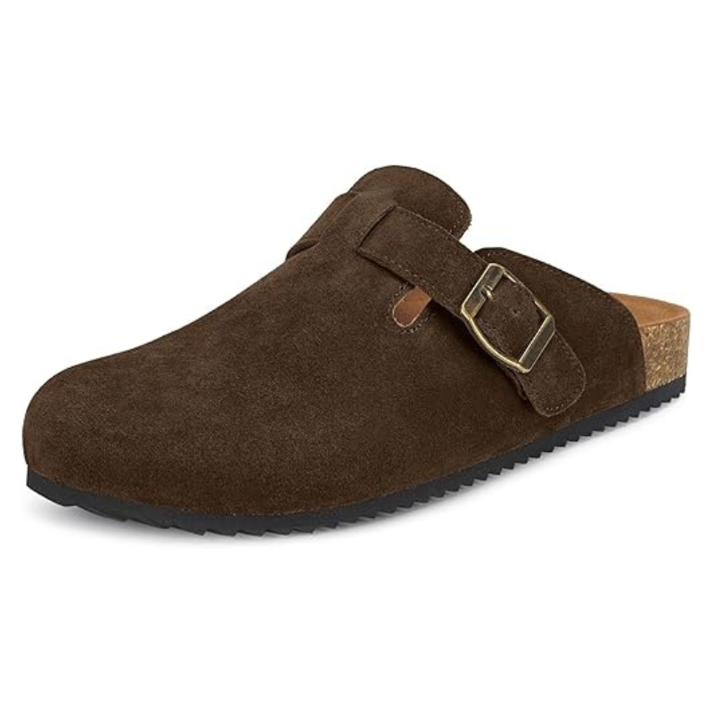 Suede Mules Footbed Clogs With Cushioned Insole-My Beach Shoes