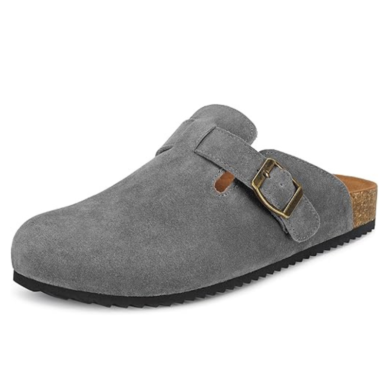Suede Mules Footbed Clogs With Cushioned Insole-My Beach Shoes