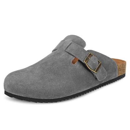 Suede Mules Footbed Clogs With Cushioned Insole-My Beach Shoes