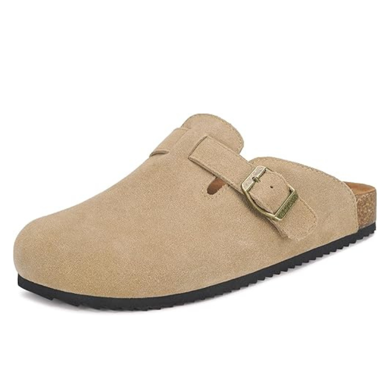 Suede Mules Footbed Clogs With Cushioned Insole-My Beach Shoes