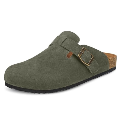 Suede Mules Footbed Clogs With Cushioned Insole-My Beach Shoes