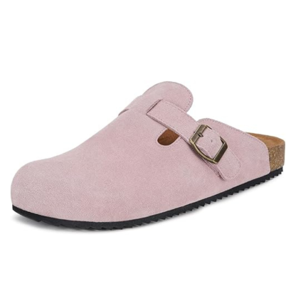 Suede Mules Footbed Clogs With Cushioned Insole-My Beach Shoes
