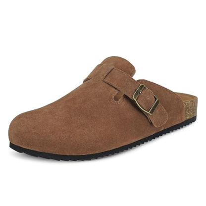 Suede Mules Footbed Clogs With Cushioned Insole-My Beach Shoes