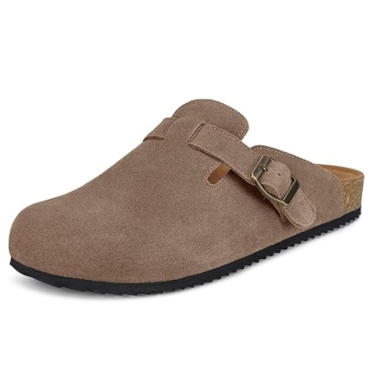 Suede Mules Footbed Clogs With Cushioned Insole-My Beach Shoes
