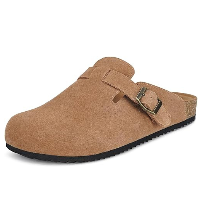 Suede Mules Footbed Clogs With Cushioned Insole-My Beach Shoes