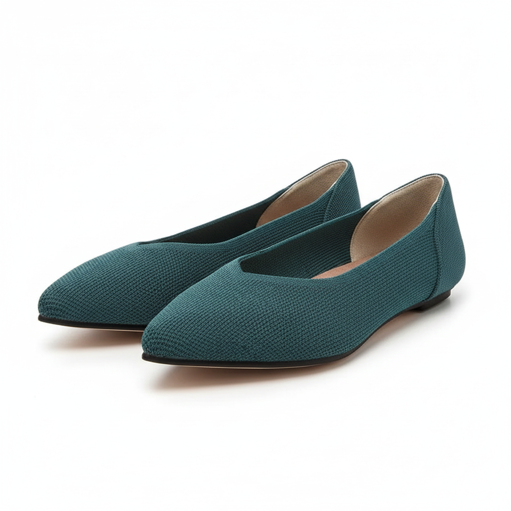 Textured Knit Slip-On Flats With Memory Foam Cushioned Insole
