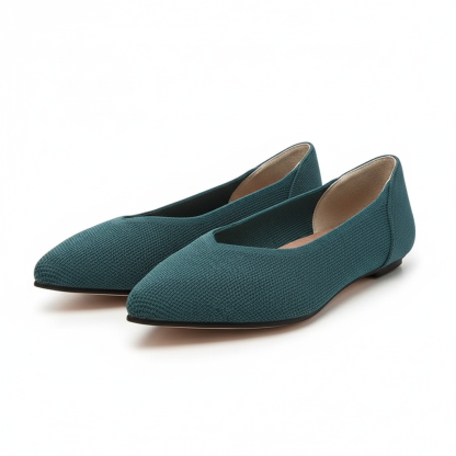 Textured Knit Slip-On Flats With Memory Foam Cushioned Insole